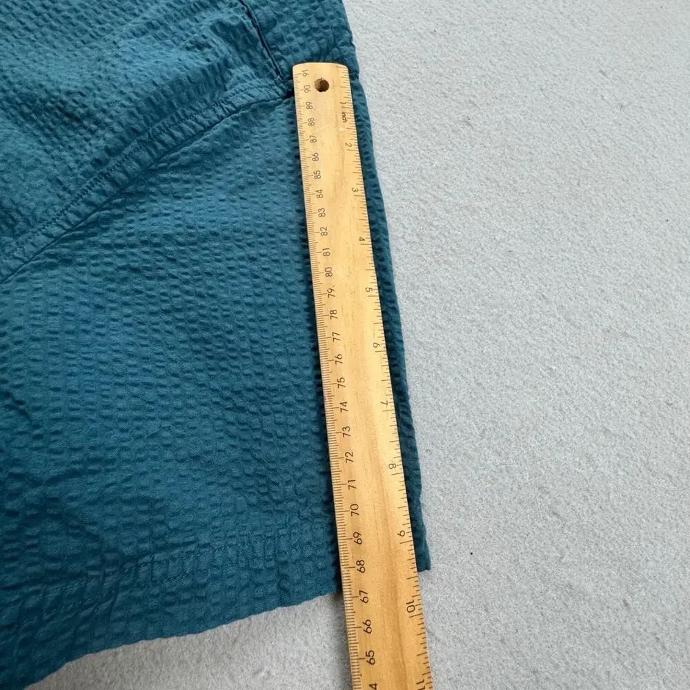 Banana Republic Seersuckerer Shirt Mens XL Slim Fit Teal Short Sleeve Button Up